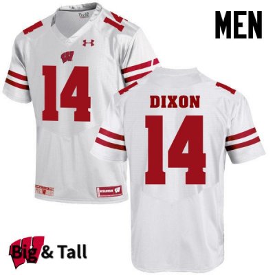 Men's Wisconsin Badgers NCAA #14 DCota Dixon White Authentic Under Armour Big & Tall Stitched College Football Jersey DQ31P22VF